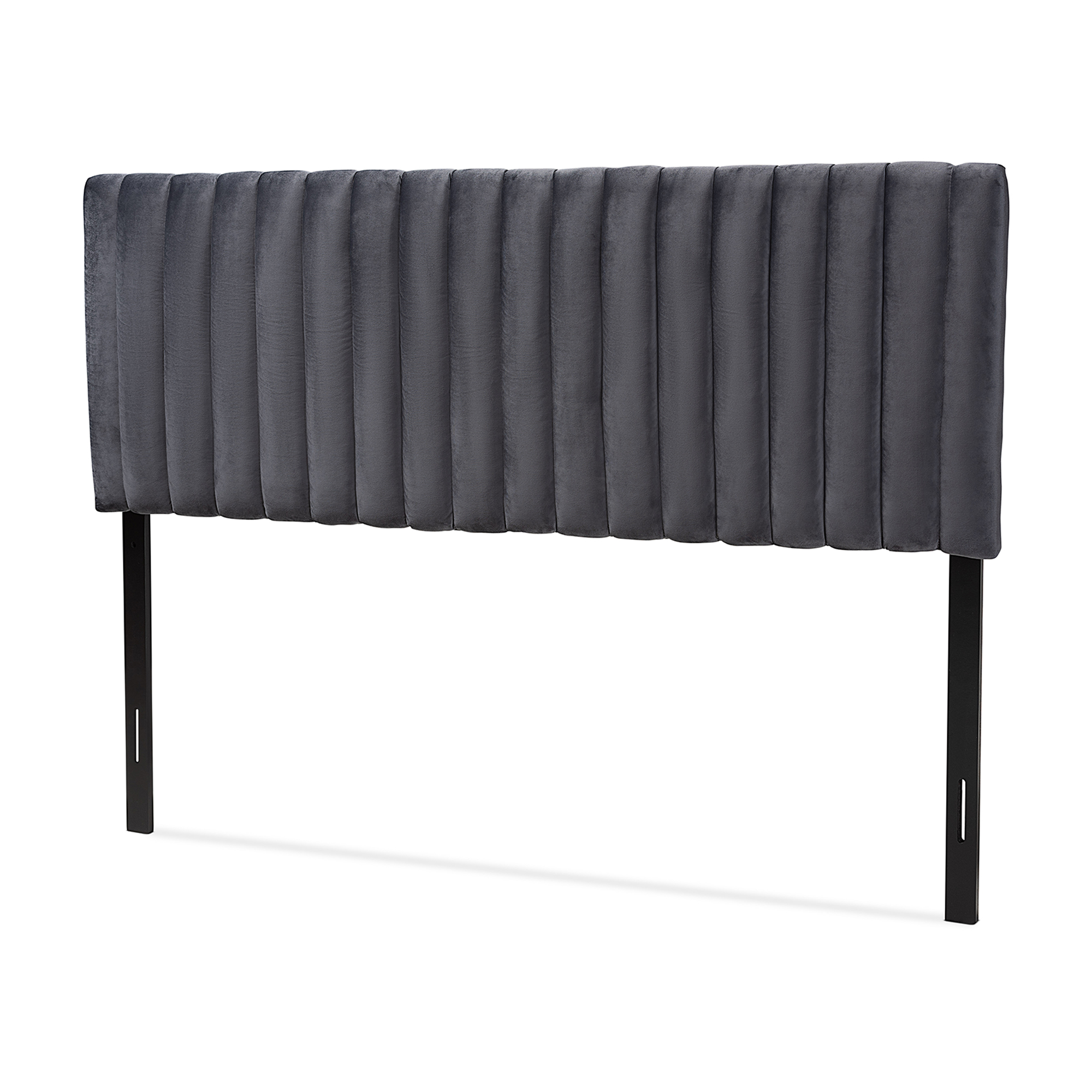 Baxton Studio Emile Modern and Contemporary Grey Velvet Fabric Upholstered and Dark Brown Finished Wood Queen Size Headboard Affordable modern furniture in Chicago, classic twin headboard, modern twin headboard, cheap twin headboard